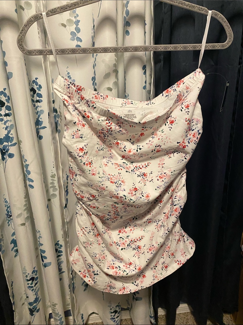torrid White Floral tube top with Pink & Blue Blossoms